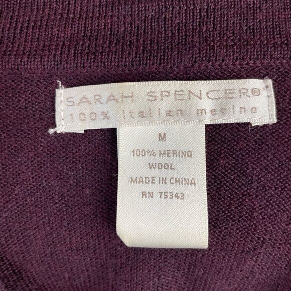 Sarah Spencer Purple Merino Wool Cardigan Sweater Size M EUC - Picture 7 of 7